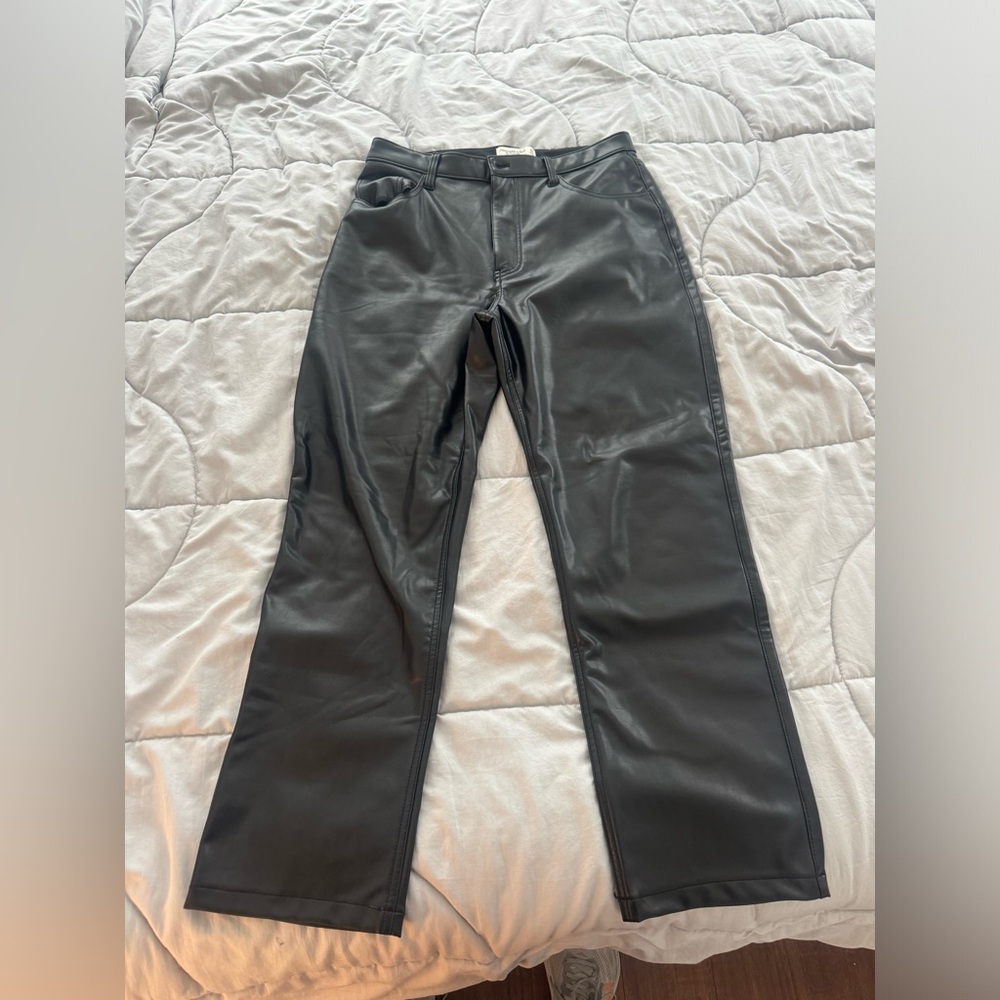 Abercrombie & Fitch Black High-Rise Faux Leather Pants